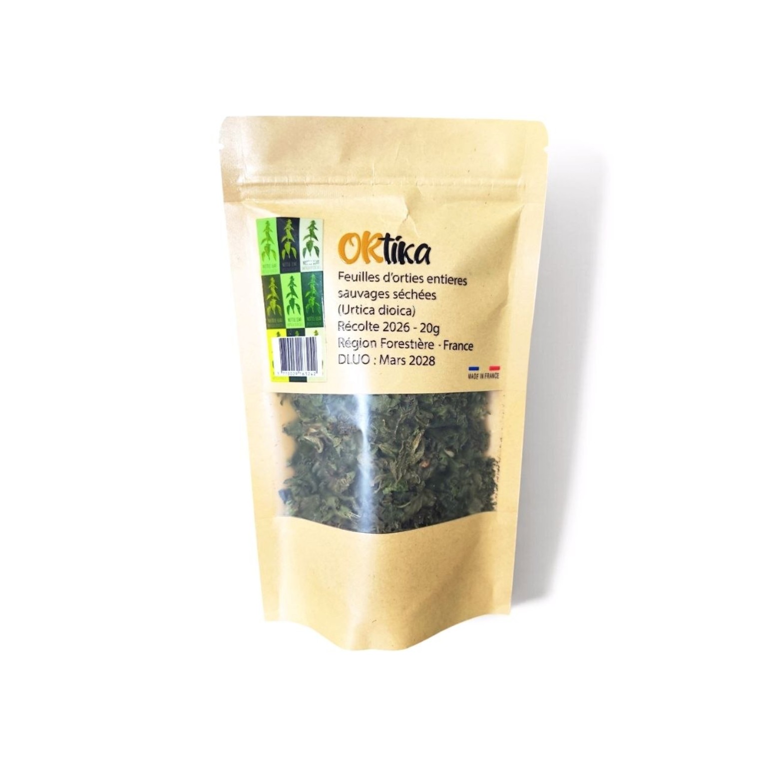 Sachet ORTIKA de feuilles d’orties sauvages séchées